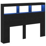 vidaXL Hoofdbordkast met LED 140x17x102 cm zwart eikenkleurig