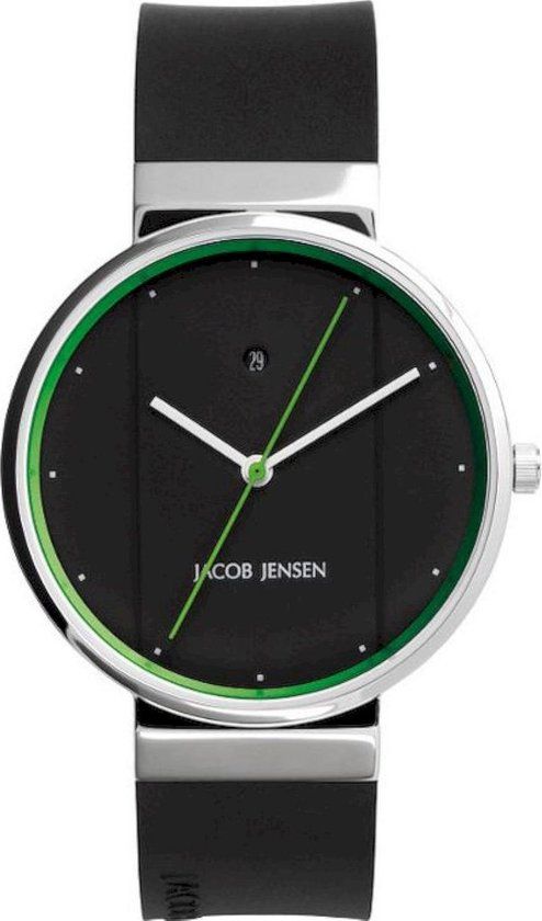 Jacob Jensen New Line JJ777 Heren Polshorloge Analoog Quartz Zwart Rubber 39mm