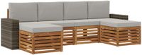 vidaXL - Bank loungeset - 6 zitplekken - Naturel en lichtgrijs - Acacia hout