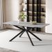 OKWISH Table à manger – Extensible – Piètement croisé – Plateau imitation ciment – Convient comme table de salle à manger et table basse – MDF Noir+Gris
