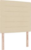 vidaXL Boxspring bed met matras met hoofdeinde Crème 190 x 90 cm Stof