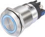 Tru Components TC-8904692 LAS1-GQ-11E/L/B/12V/S Bouton-poussoir 250 V/AC 3 A 1x marche/(marche) momentané Bleu IP65