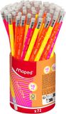 Maped Office Maped Grafietpotlood Neon met gum pot à 72 stuks assorti