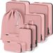 8-Piece sacs de compression pour voyage en rose