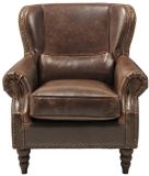 Vente-unique Fauteuil 100% leer EDOUARD - Bruin