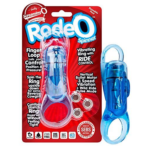 Screaming O spinner blauw Rodeo Cock Ring met Vibro-Bullet en Ride Control
