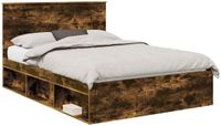vidaXL Bedframe Gerookt eiken 140 x 190 cm Massief grenenhout