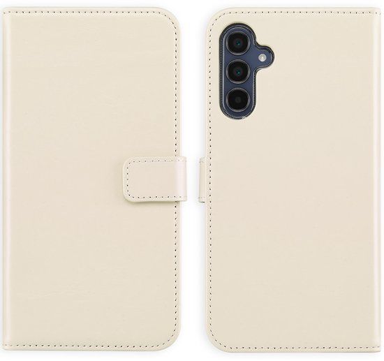 Selencia Echt Leren Bookcase - Geschikt voor Samsung Galaxy A15 (5G) - Greige