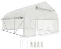 Tunnelkas Serre 10,4 m² 350 x 300 x 200 cm PE-folie résistant aux UV Porte enroulable avec fermeture éclair Fenêtre en filet Vert olive