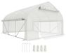 Tunnelkas Serre 10,4 m² 350 x 300 x 200 cm PE-folie résistant aux UV Porte enroulable avec fermeture éclair Fenêtre en filet Vert olive