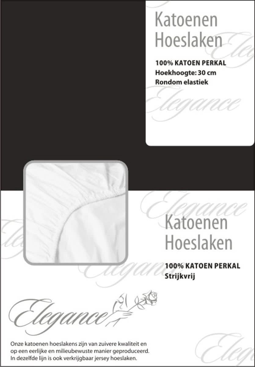 Elegance Hoeslaken Katoen Perkal - zwart 80x200