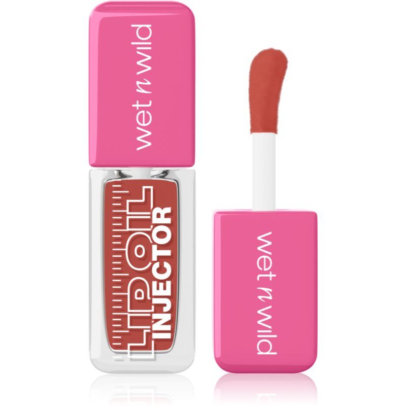 Wet n Wild Plumping Lip Oil Injector, Hoogglanzende Afwerking, Met Gemberolie en Capsicum Extract Voor Volumineuzere Lippen, Lichte, Niet-Plakkerige Formule, Shimmer Me Baby