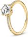 Pandora Passions Sparkling Kroon 14-karaats vergulde ring met heldere zirkoniasteentjes, 52
