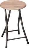 Urban Living Bijzet krukjes - zwart/beige - metaal/hout - D30 x H45 cm - opvouwbaar