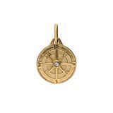 Lucardi - Dames Stalen goldplated bedel kompas - Hanger - Staal - Goudkleurig