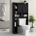 Toiletkast zwart met 2 deuren en papierhouder