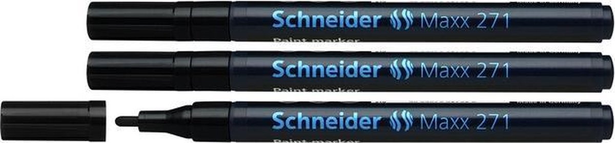 Schneider Schrijfwaren lakmarker Schneider Maxx 271 1-2 mm zwart. Set á 3x S-127101-3