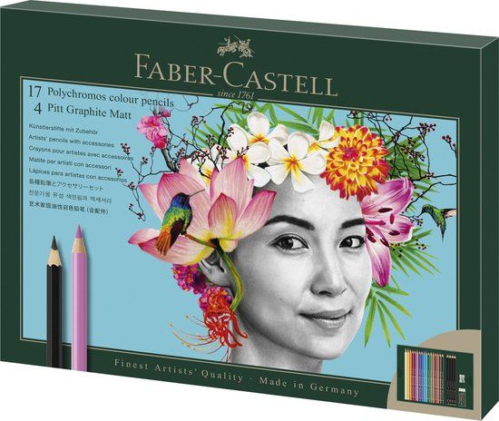 Faber-Castell tekenset - Polychromos en Pitt Grafiet Mat - 23-delig