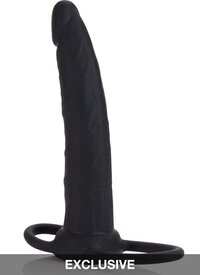 CalExotics Silicone Double Rider Anal Plug - Black - 13cm Insertion Length