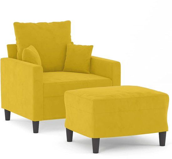 vidaXL Fauteuil met voetenbank fluweel geel