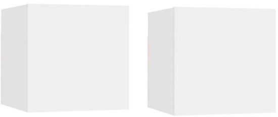 vidaXL Nachtkastjes - Set van 2 - Wit - Hout - 30,5x30x30 cm