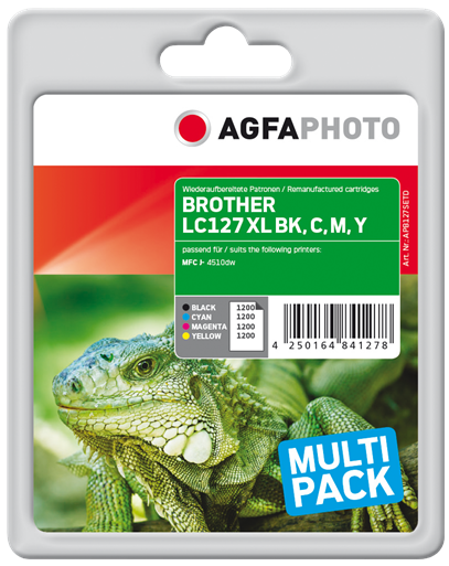 AgfaPhoto APB127SETD - Inktcartridge - Brother - LC-127 XL - Zwart, Cyaan, Geel, Magenta - Multipack