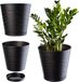 KADAX Pot de fleurs avec soucoupe, jardinière ronde légère pour intérieur en plastique, pour fleurs et plantes (25 cm, anthracite)