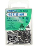 Deltafix Spaanplaatschroef platkop / torx r.v.s. a2 4.0 x 25 mm 22 st.