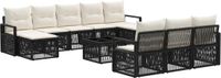 vidaXL Tuinbank Set 11 st Zwart Polyrattan