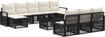 vidaXL Tuinbank Set 11 st Zwart Polyrattan