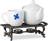 Relaxdays Warmhoudplaat Gietijzer - Schotelwarmer Theelichtjes - Donkerbruin