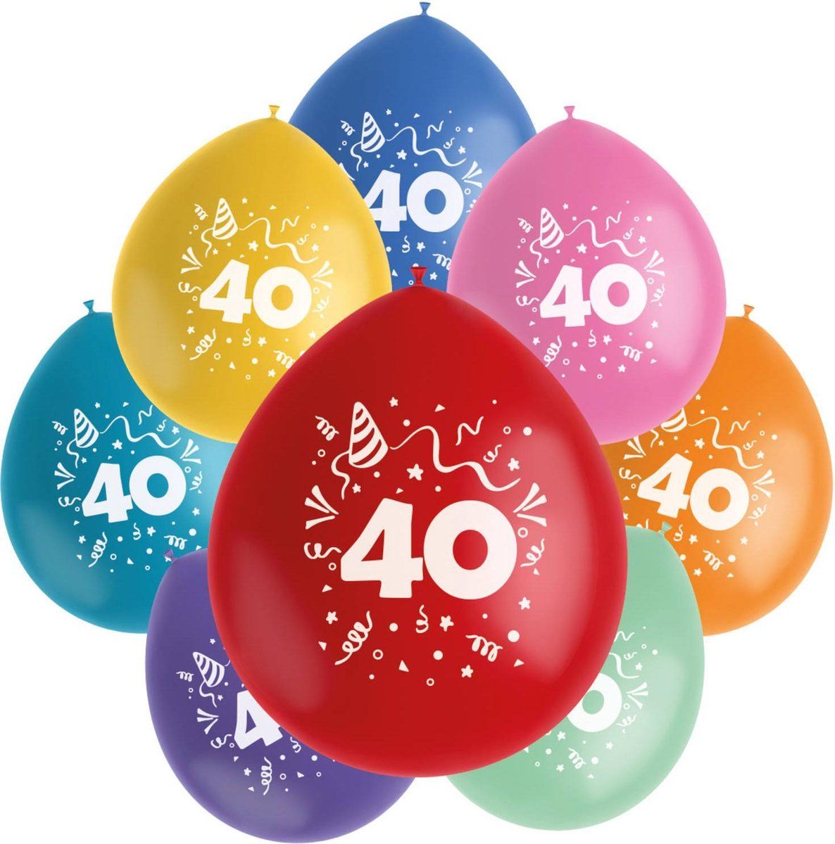 Folat Ballonnen Color Pop 40 Jaar 23 cm - 8 Stuks