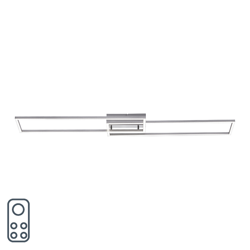 Leuchten direct Design plafondlamp met 2 rechthoekige frames in staal 110x25cm incl. LED CCT - Plazas 2