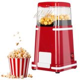 Cozary Popcornmachine, 1200 W hetelucht-popcornmachine met maatbeker, one-touch, vetvrij, 2 minuten snel, voor thuisbioscoop, filmavonden, Kerstmis, feesten, retro