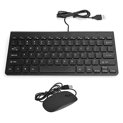 Topiky Gaming-toetsenbord, ultradun USB-toetsenbord met kabel Optische muismuizen, set combo voor pc-laptop / 2 kleuren / 1,3 meter / ronde keycaps (zwart)