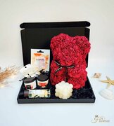 Hawsaz.nl Valentijns Cadeautjes - - Bubble kaars - Luxe Cadeau 4 stuks - Verjaardag kado - Cadeau - 2 stuks Elegante witte parels haarspelden kit - Dames cadeau - Moederdag - 25 cm - Geschenk - Donkersstuff Rode Rozen Beer - Teddy Beer + Gift Box