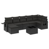 vidaXL 8-delige Loungeset met kussens, polyrattan, zwart