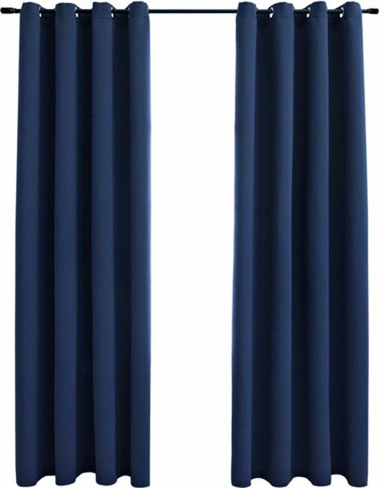 vidaXL Gordijn verduisterend met metalen ringen 2 st 140x245 cm blauw
