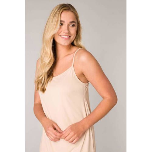 Base Level Yanir Beige Base Level Slip Dress with Adjustable Straps and Slits
