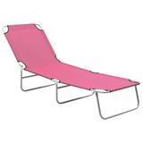 VidaXL Ligbed Inklapbaar Roze Stof/Staal