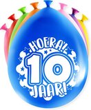 Happy party balloons - 10 years - 8 pieces - Multi