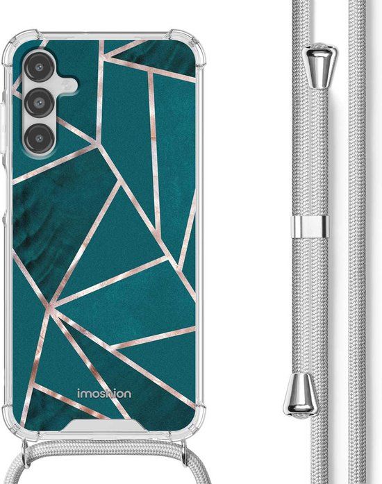 iMoshion Hoesje Samsung Galaxy A14 (5G/4G) - Design Hoesje met Koord - Petrol Green Graphic
