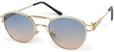 styleBREAKER Damen-Sonnenbrille mit ovalen, glatten Gläsern und Metallrahmen, verziert mit Federn, und mit einem Silikon-Nasenpad.