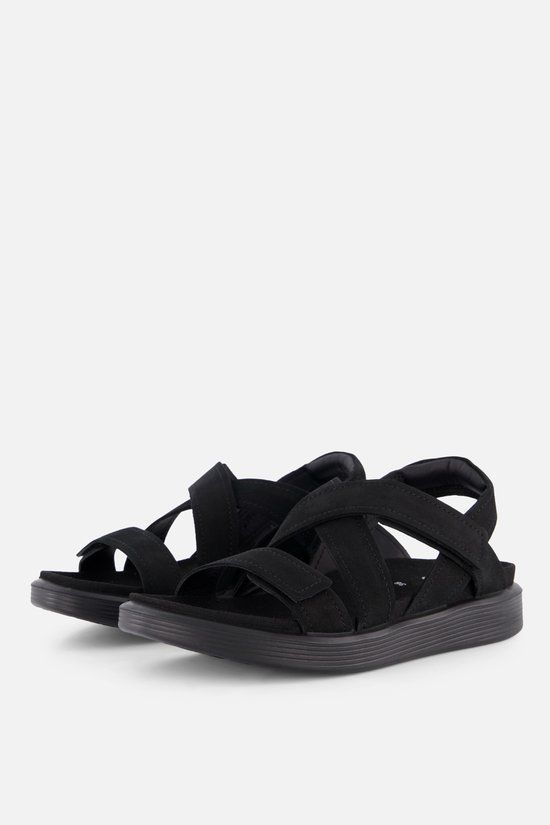 Ecco Soft Sandalen Zwart Leer - Maat 39