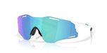 Oakley CYBR ZERO Zonnebril - Unisex - Randloos - Blauwe lenzen - Wit frame
