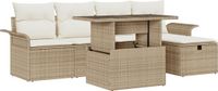 vidaXL Tuinbank Set met Kussen en Opslag 6 Stuks Beige Polywood