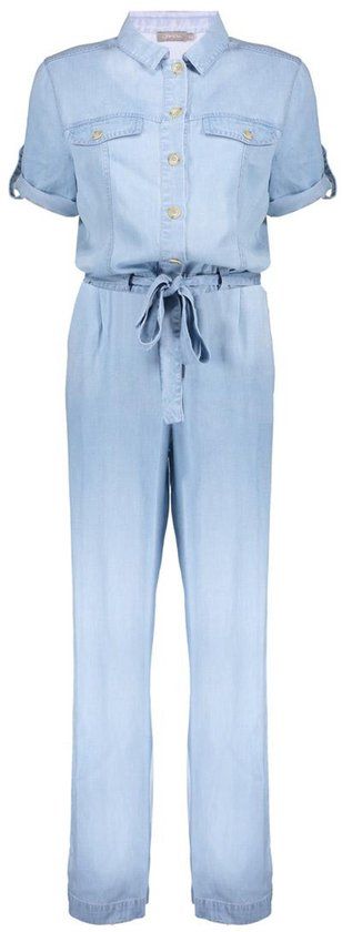 Geisha Jumpsuit Met Denim Look Light Blue Denim Women's Size - XL
