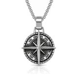 Mendes Heren Ketting Edelstaal Kompas Amulet Zilverkleurig