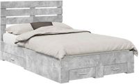 vidaXL Bedframe met lade Beton Grijs 120 x 190 cm Bewerkt hout
