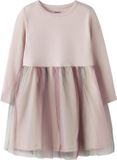NAME IT NMFLOUISA LS DRESS Jurk Meisjes Maat 116 Biologisch Katoen Jersey Tule Lotus